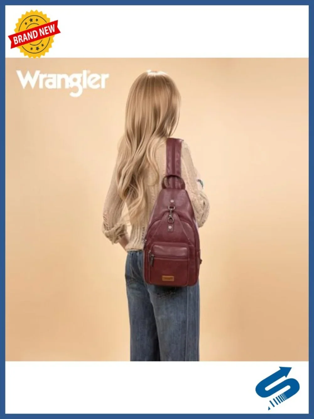 Convertible Faux Leather Sling Backpack Crossbody for Hiking Travel with